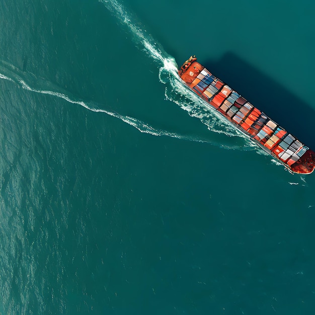 Photo a large container ship is sailing in the water