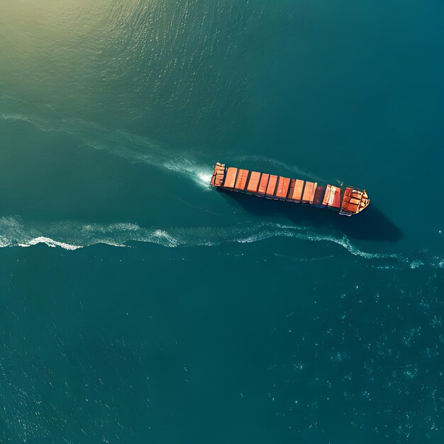 Photo a large container ship is traveling through the ocean