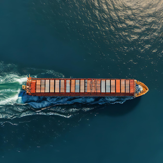 Premium Photo A large container ship is traveling through the ocean