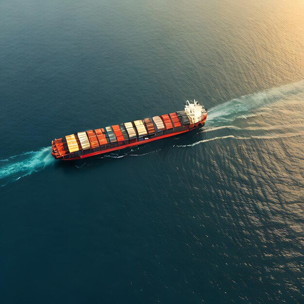 a large container ship is traveling through the ocean