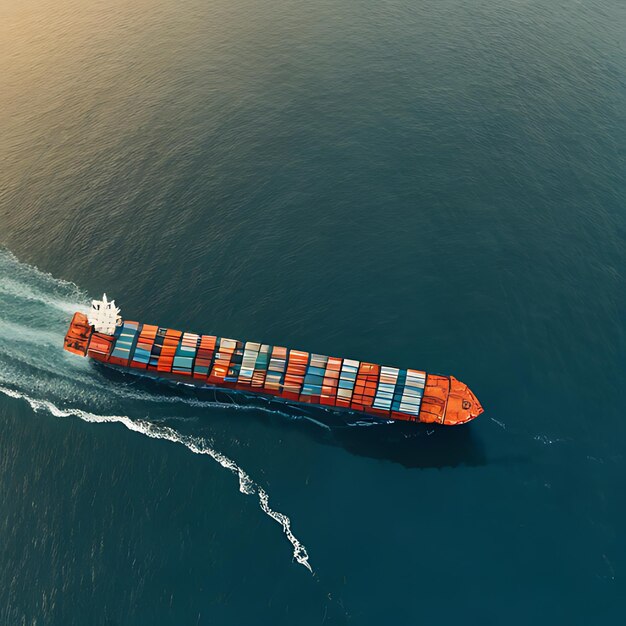 a large container ship is traveling through the ocean