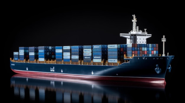 Photo large container ship loaded with containers