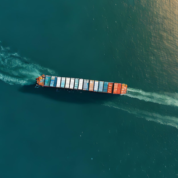 Premium Photo A large container ship with a cargo ship on it is traveling through the water