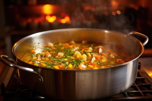 スープやシューで満たされた大きな鍋