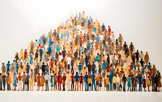 Фото Большая толпа разнообразных людей в стиле бумажных вырезов