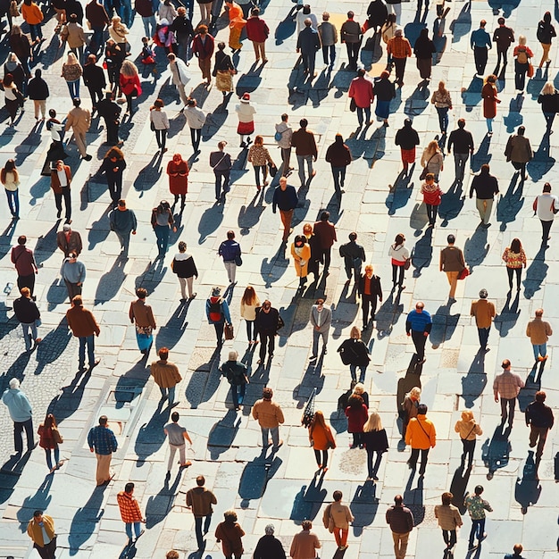 a large crowd of people are standing in a large crowd