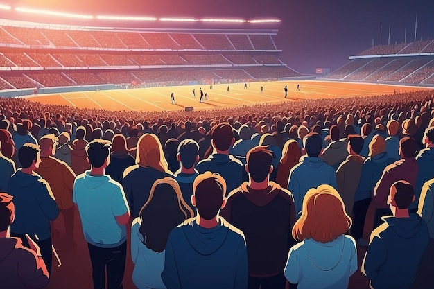 Large crowd of people watching concert or sport event