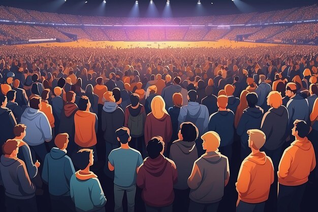 Large crowd of people watching concert or sport event