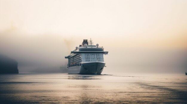 A large cruise ship sailing on a body of water Generative AI image