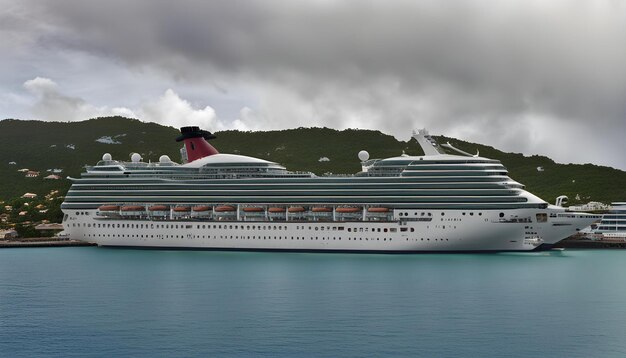 Photo a large cruise ship with the name of the ship on the front