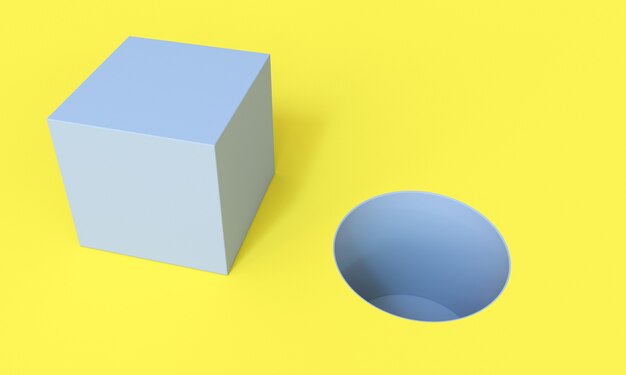 Large cube and cylindrical hole