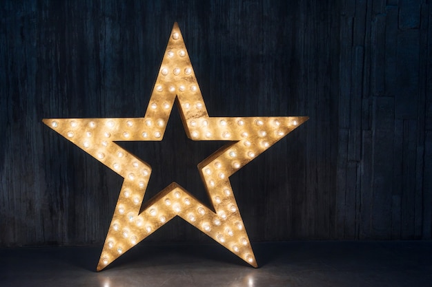 Large decorative retro star with lots of burning lights