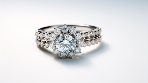 Photo large diamond ring with diamond wedding ring jewelle