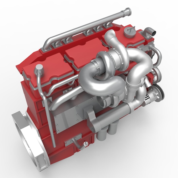 Large diesel engine isolated on a white background. 3d illustration.