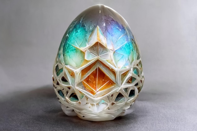 A large egg with a diamond design on it