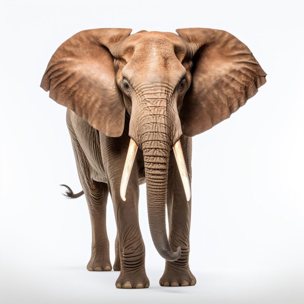 A large elephant standing on a white background