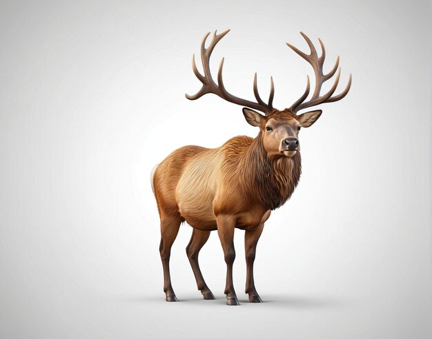 a large elk standing in front of a white background