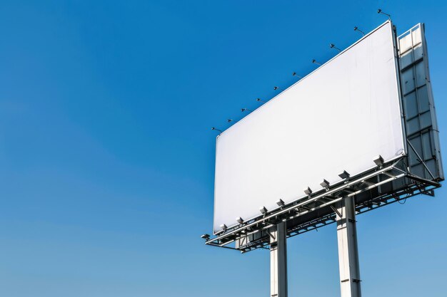 Large empty billboard blank space against clear blue sky Mockup banner