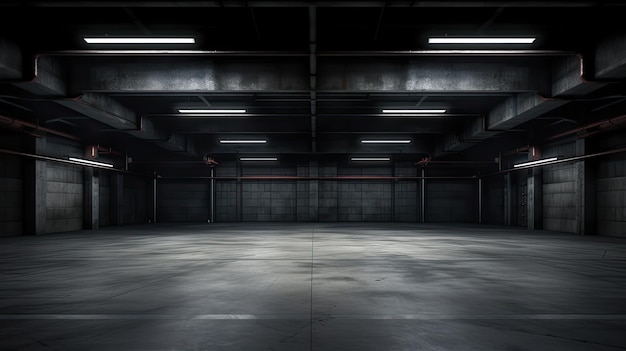 Large empty car garage diffuse background