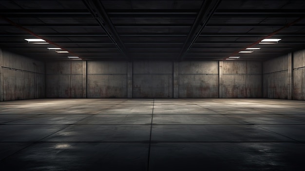 Large empty car garage diffuse background