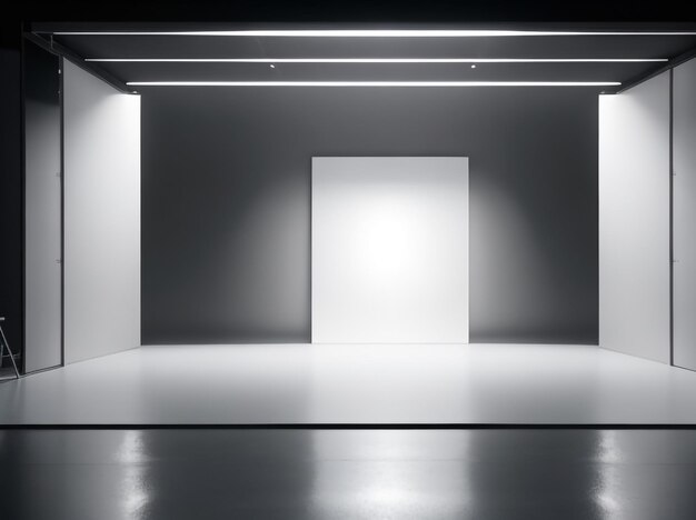 Large Empty Dark Room Concrete Floor with Big Windows Version 7