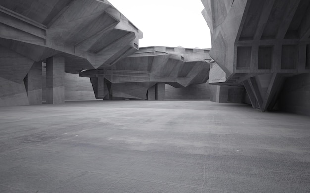 Photo a large empty space with a concrete floor and a large concrete structure.