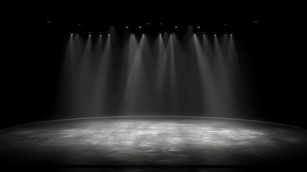 A large empty stage with spotlights on it