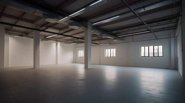 Large empty warehouse interior