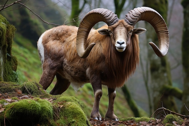 Large European mouflon in its natural habitat