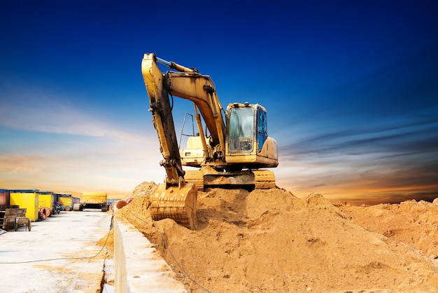 Large excavator on a field