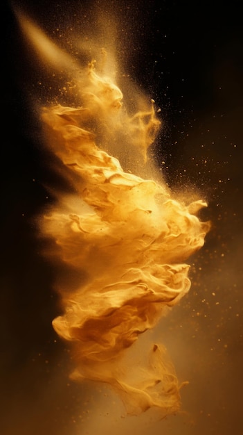 A large explosion of yellow and white powder