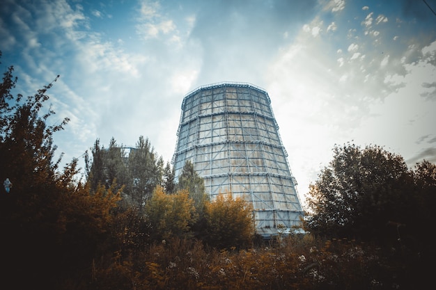 Large factory chimney of slate