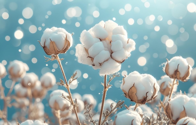 Large Field of Cotton Ready to Harvest extreme closeup Generative AI