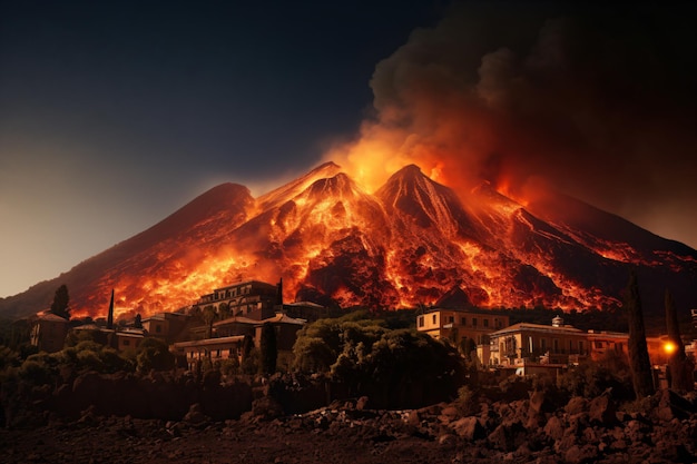 a large fire is raging through a city