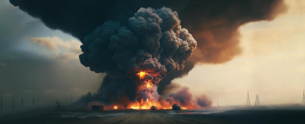 A large fire with smoke coming out of it