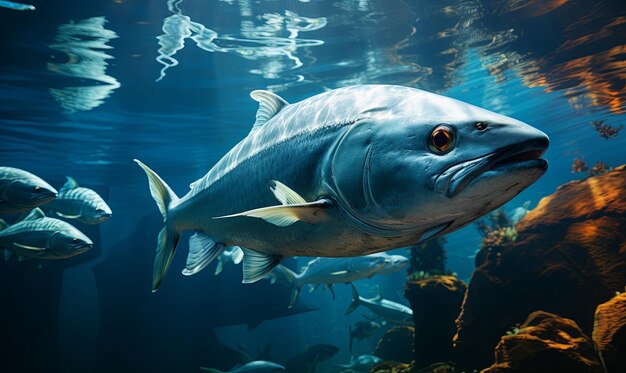 Large Fish Swimming in Aquarium