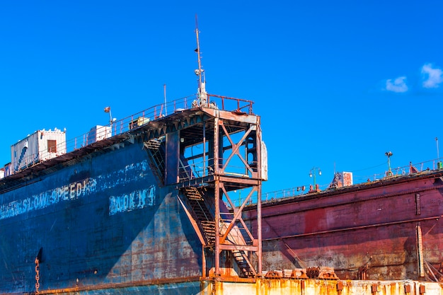 Large floating repair dock for ships.