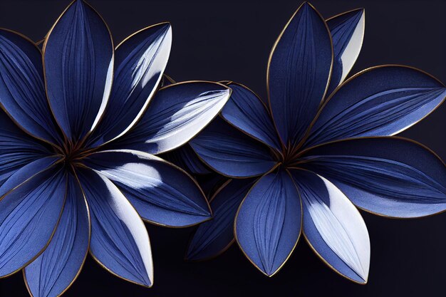 Large flowers dark blue with metallic