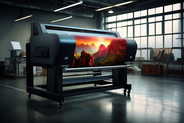 Foto una stampante di grande formato ha preso il centro dell'attenzione in un modello