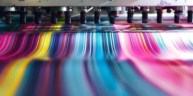 Photo a large format printer in use producing a colorful design on a sheet of paper concept large format printer colorful design printing process technology innovative printing