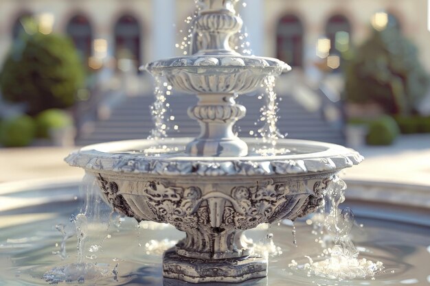 Photo a large fountain with water shooting out of it