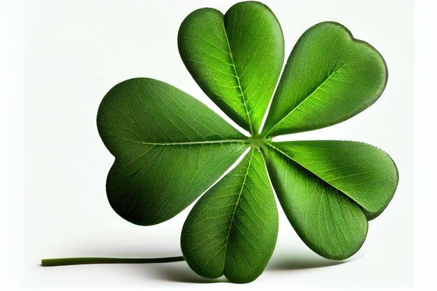 Large fourleaf green clover isolated on white background