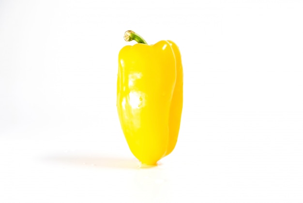 large fresh paprika yellow color isolated on white 