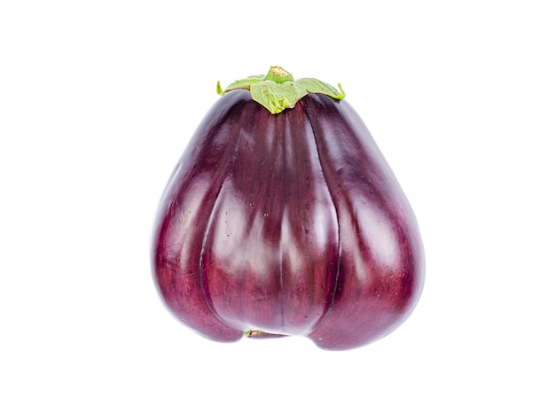 Large fresh purple eggplant isolated on white background. 
