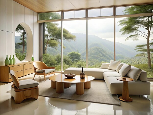 large furniture on living room floor in the style of organic nature inspired forms