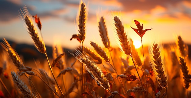 Foto grande campo di grano dorato vicino al concetto di agricoltura immagine generata dall'ai
