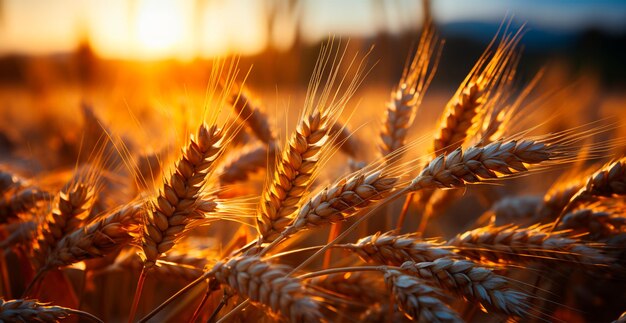 Foto grande campo di grano dorato vicino al concetto di agricoltura immagine generata dall'ai