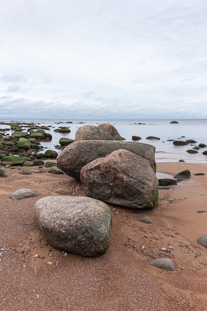 フィンランド湾の大きな花崗岩の岩