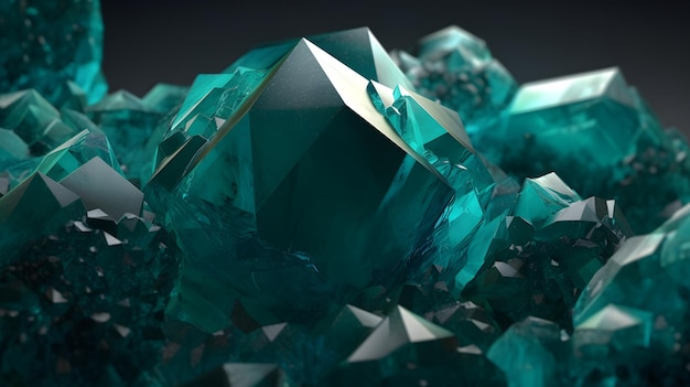 A large green gem sits on a dark background.