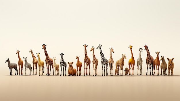 Large group of African fauna safari wildlife animals generative ai